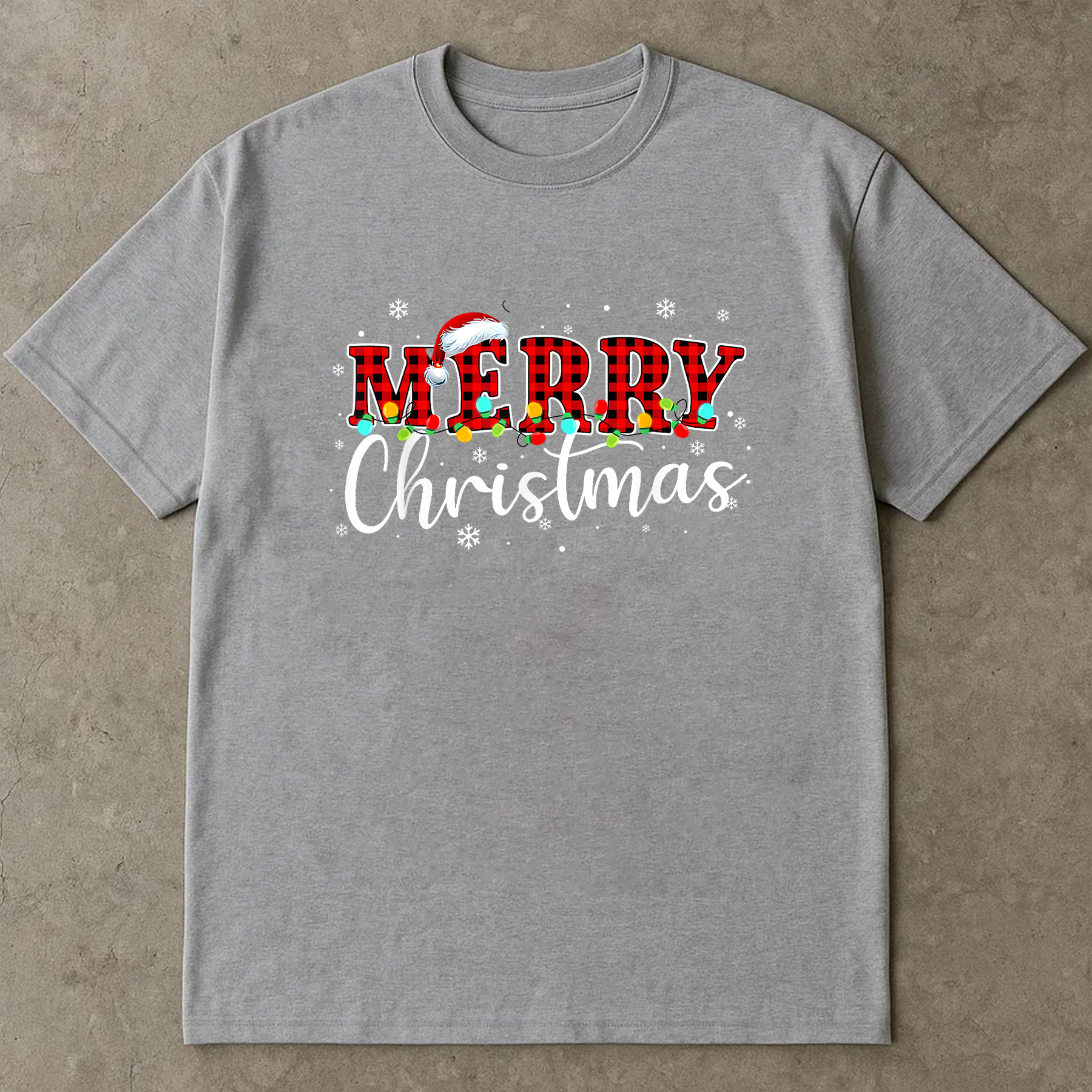 Merry Christmas Plaid Shirt, Red Black Check Tee, Santa Hat Holiday Top, Cozy Festive Outfit, Family Matching Christmas Gift Shirt