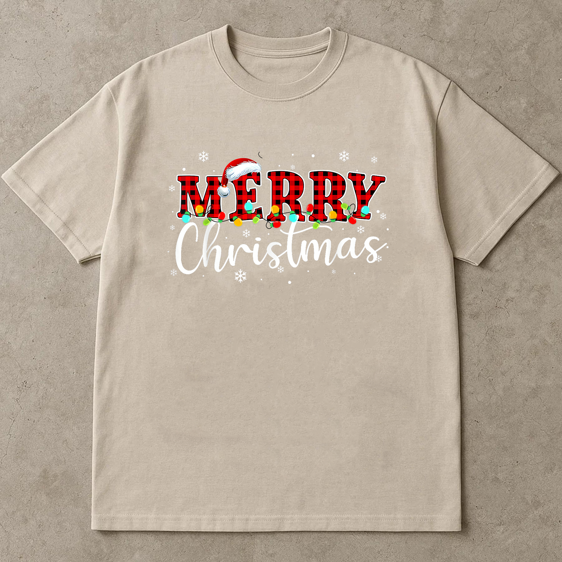 Merry Christmas Plaid Shirt, Red Black Check Tee, Santa Hat Holiday Top, Cozy Festive Outfit, Family Matching Christmas Gift Shirt