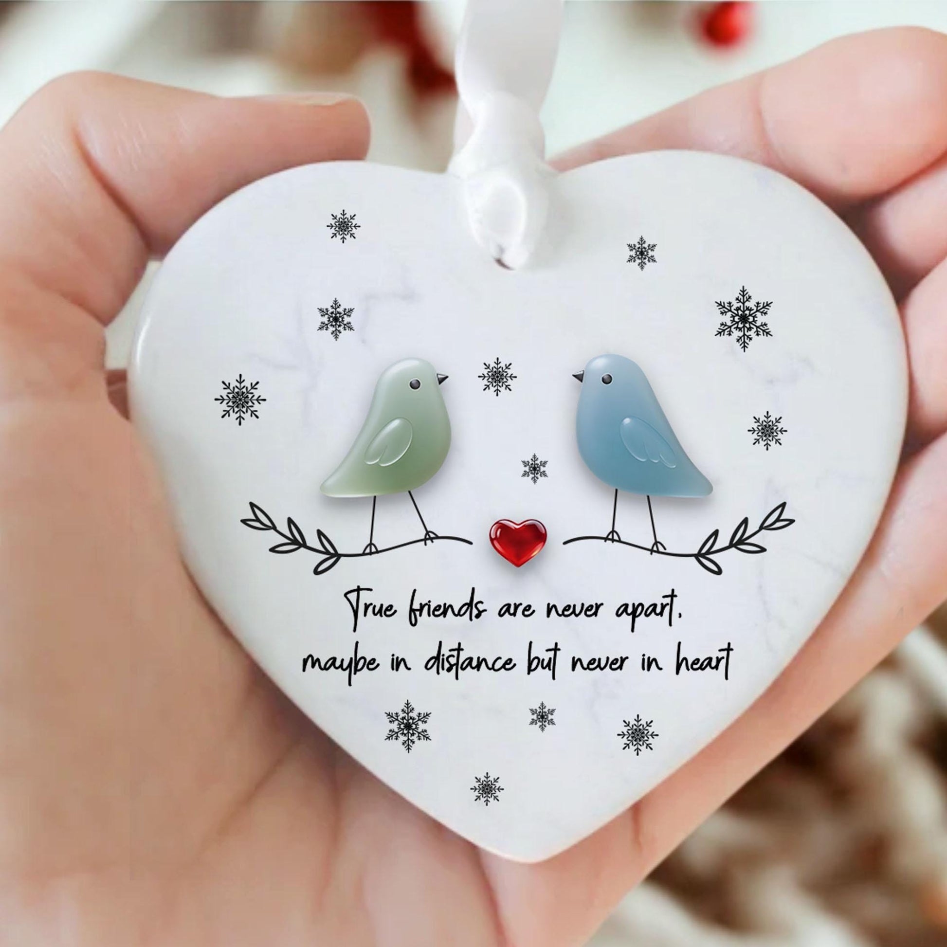 True Friends Never Apart Ceramic Ornament, Friendship Ceramic Christmas Ornament2025, Best Friend Gift Holiday Keepsake