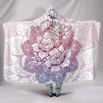 Paisley Mandala Lotus Flower Hooded Blanket