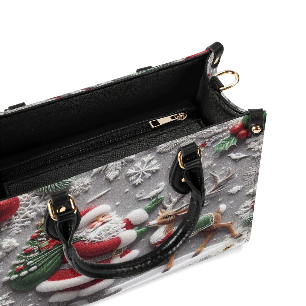Santa and Reindeer Christmas Handbag, Classic Festive Holiday Purse, Cute Winter Wonderland Tote, Christmas Gift Idea