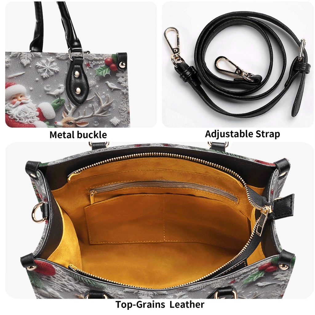 Santa and Reindeer Christmas Handbag, Classic Festive Holiday Purse, Cute Winter Wonderland Tote, Christmas Gift Idea