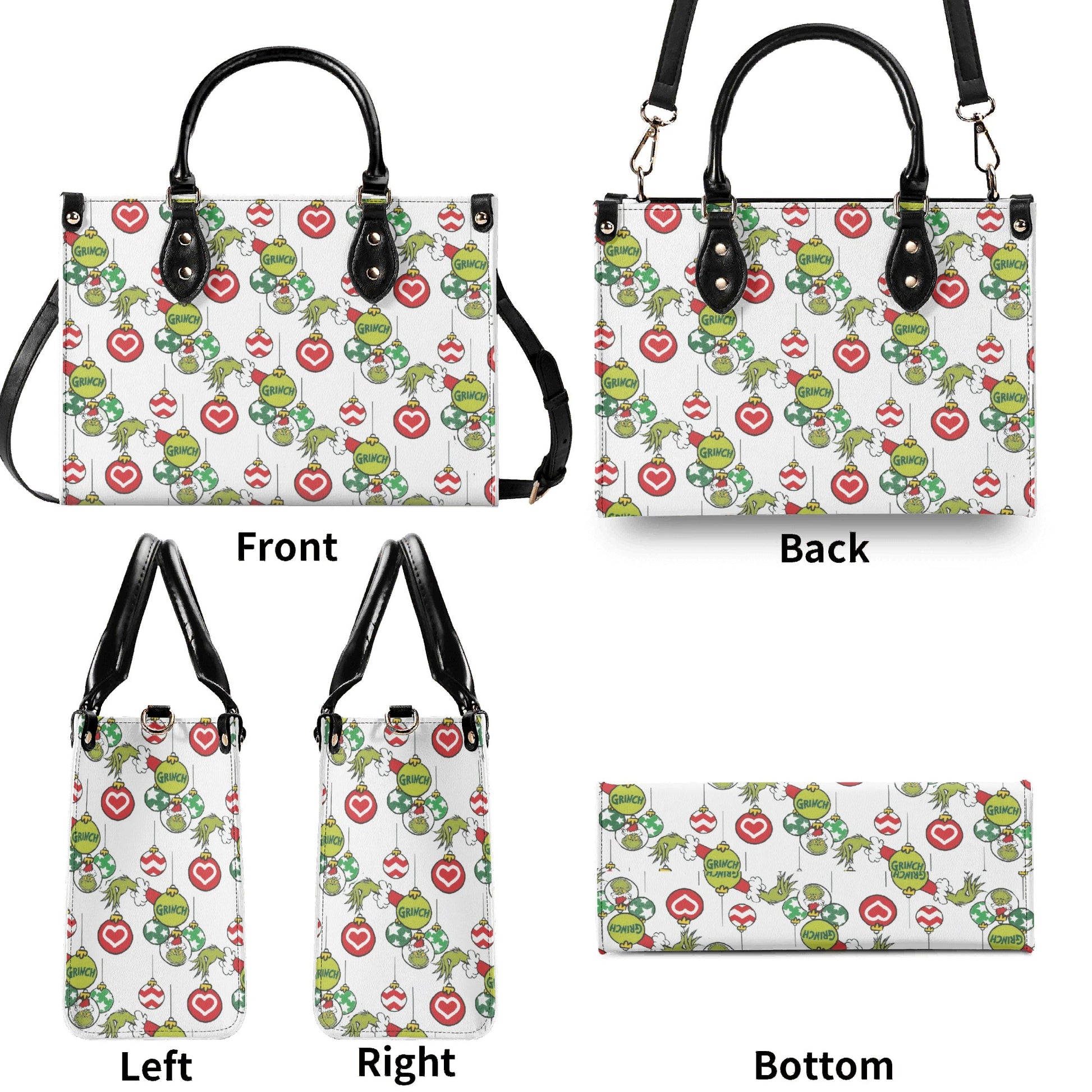 Christmas Ornament Pattern Handbag, Festive Holiday Purse, Winter Party Tote Bag, Cute Seasonal Shoulder Bag