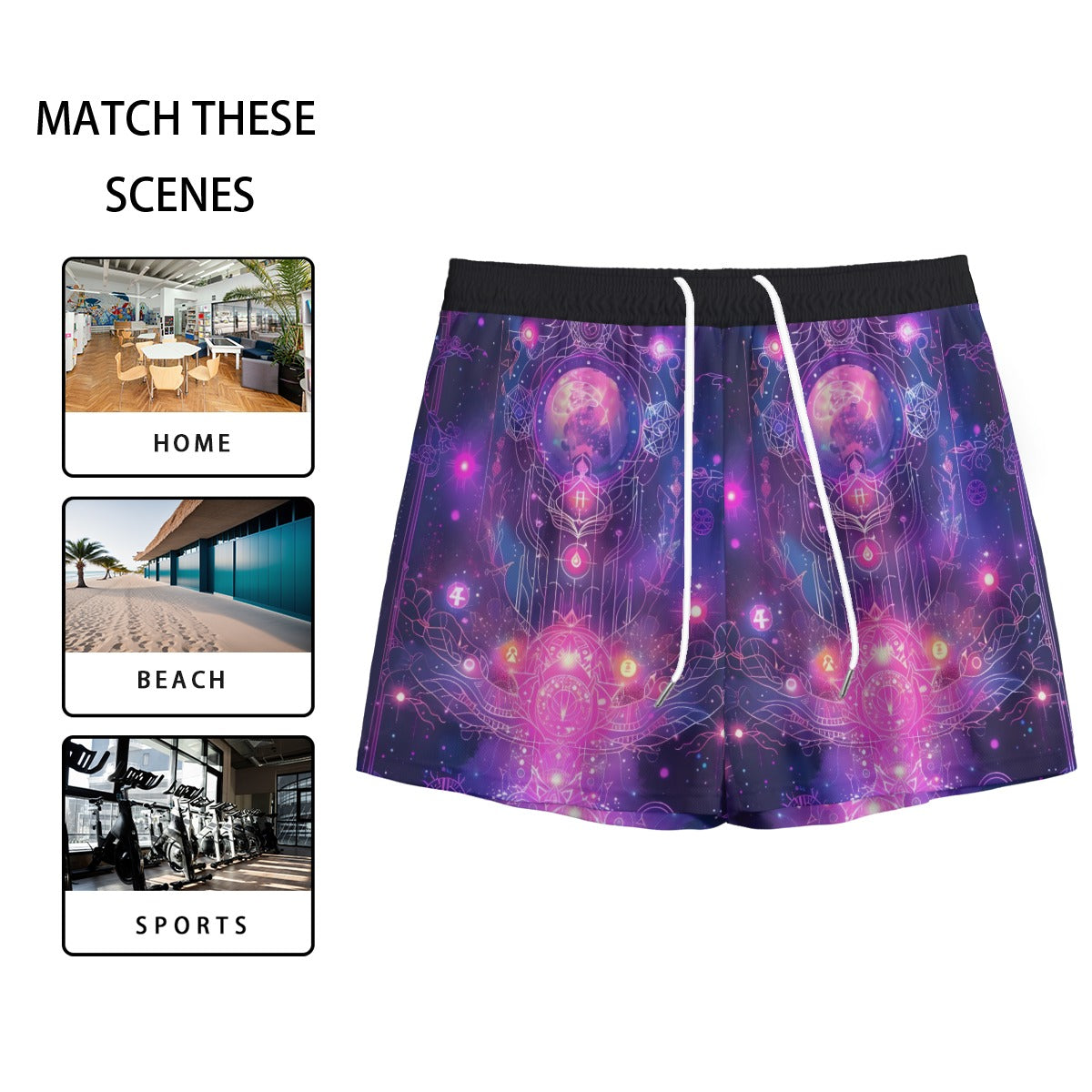 Cosmic Mysticism Men's Shorts, Celestial Portal Energy Men's Shorts, Astral Light Symbol Shorts, Vibrant Metaphysical Shorts, Spiritual Geometry Shorts