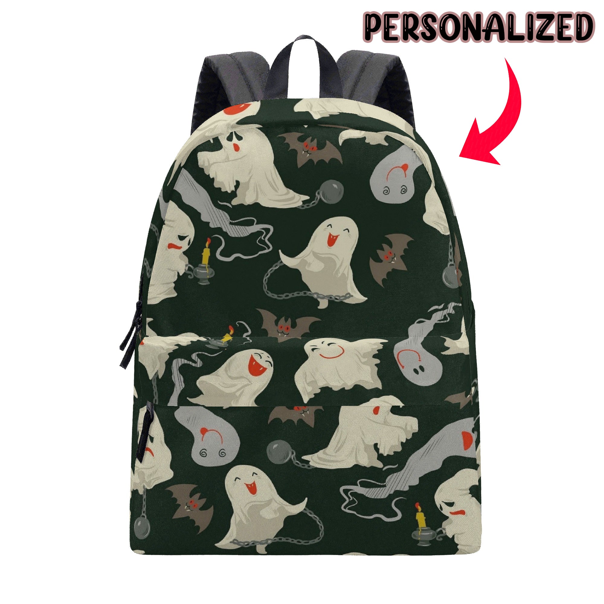Back to School Personalized Halloween Backpack, Cute Ghost & Bat Kids Bag,  Trick or Treat Backpack, Back to School Bookbag for Boys and Girls