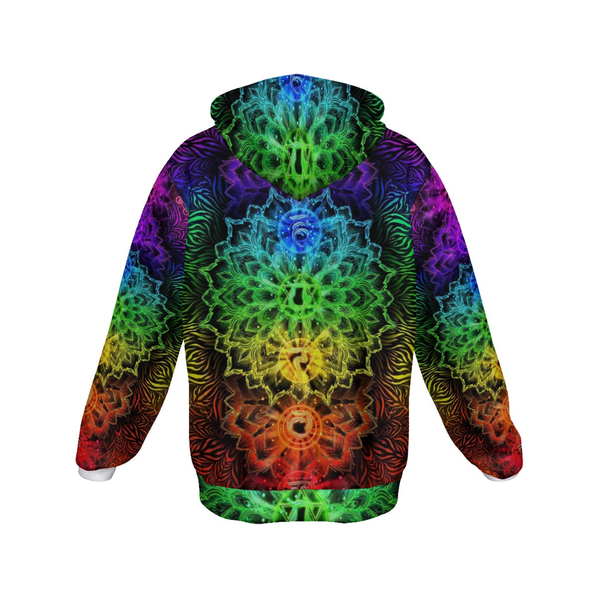 Sacred Chakra Mandala Zip Up Hoodie, Vibrant Rainbow Energy Healing Zip Up Hoodie, Spiritual Energy Symbol, Colorful Sacred Geometry Zip Up Hoodie, Mandala  Zip Up Hoodie