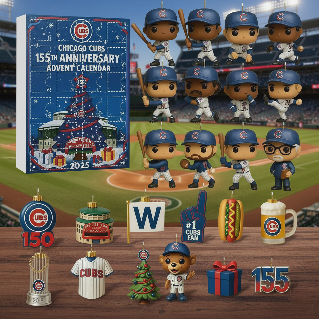Chicago Cubs Advent Calendar, 155th Anniversary MLB Countdown, 24 Days Mini Figures, Cubs Fan Christmas Gift