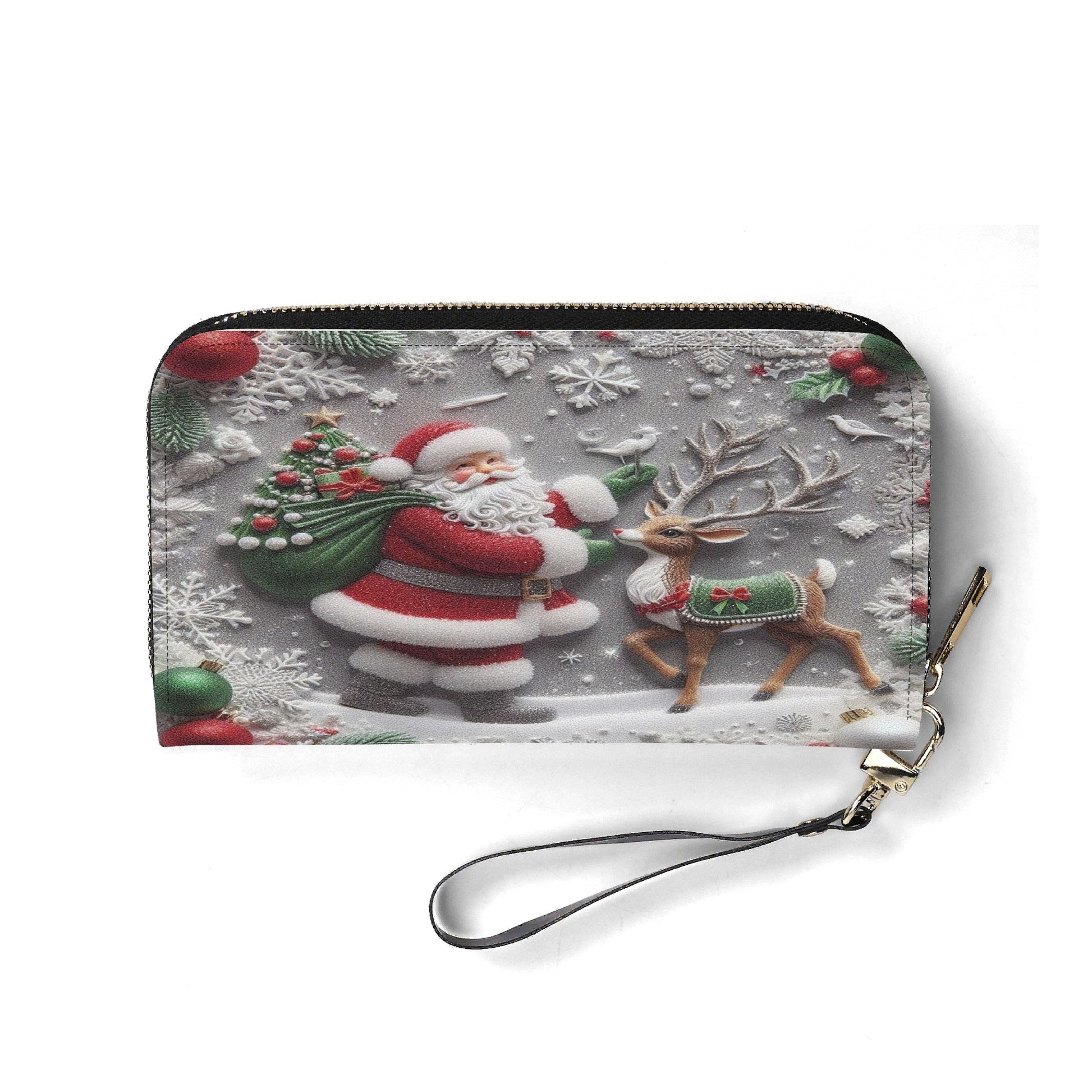 Santa and Reindeer Christmas Handbag, Classic Festive Holiday Purse, Cute Winter Wonderland Tote, Christmas Gift Idea