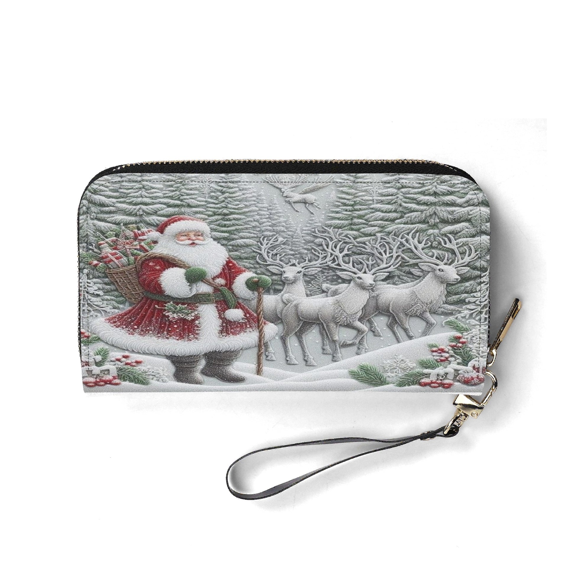 Santa Sleigh Christmas Handbag, Winter Forest Reindeer Purse, Elegant Holiday Tote Bag, Christmas Gift for Women