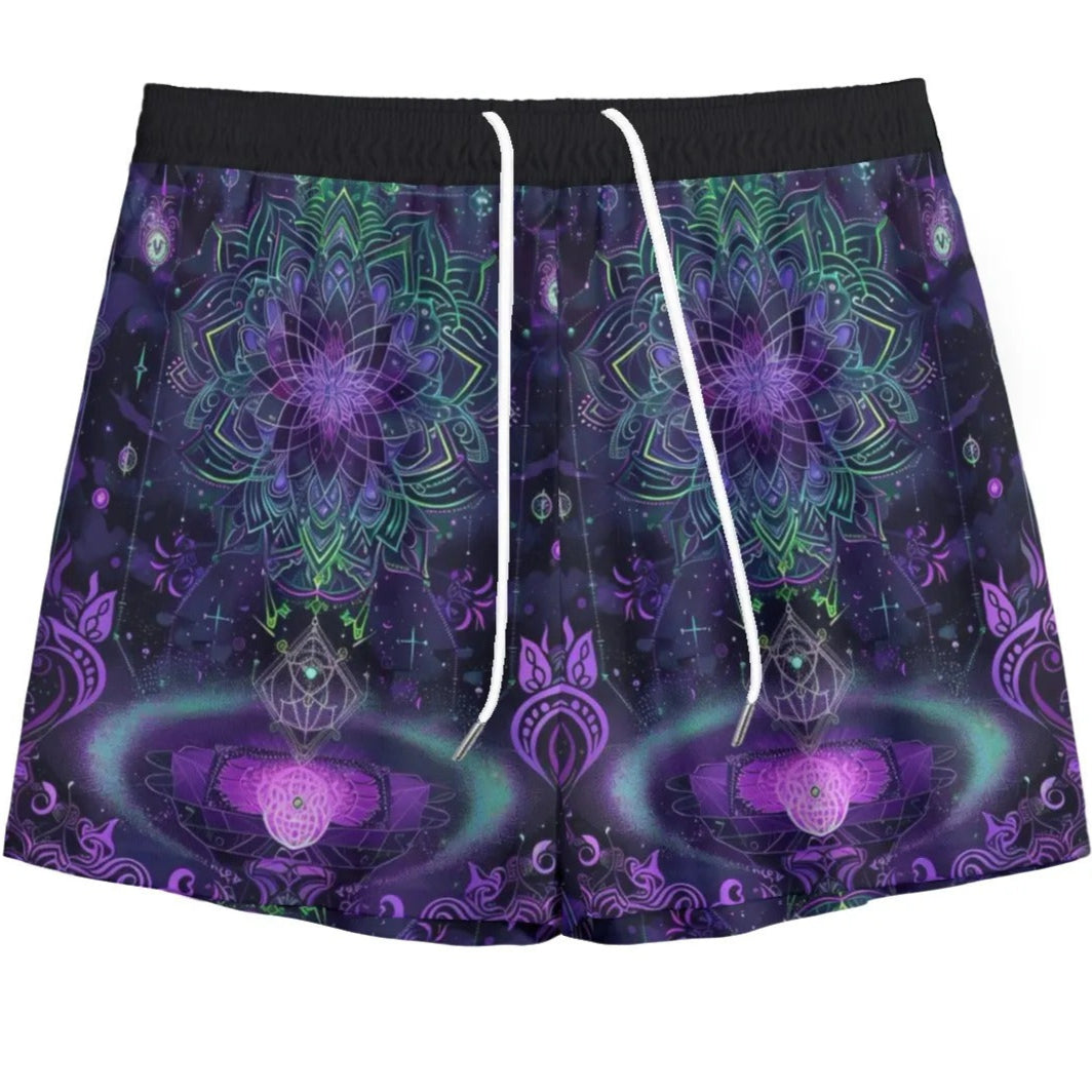 Mystic Aesthetic Mesh Shorts, Mystic Mandala Shorts, Cosmic Tarot Shorts, Sacred Geometry Shorts, Trippy Psychedelic Shorts, Spiritual Festival Wear