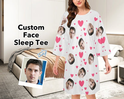 Custom Face Sleep Tees, Funny Sleepwear, Gift Sleep Tee