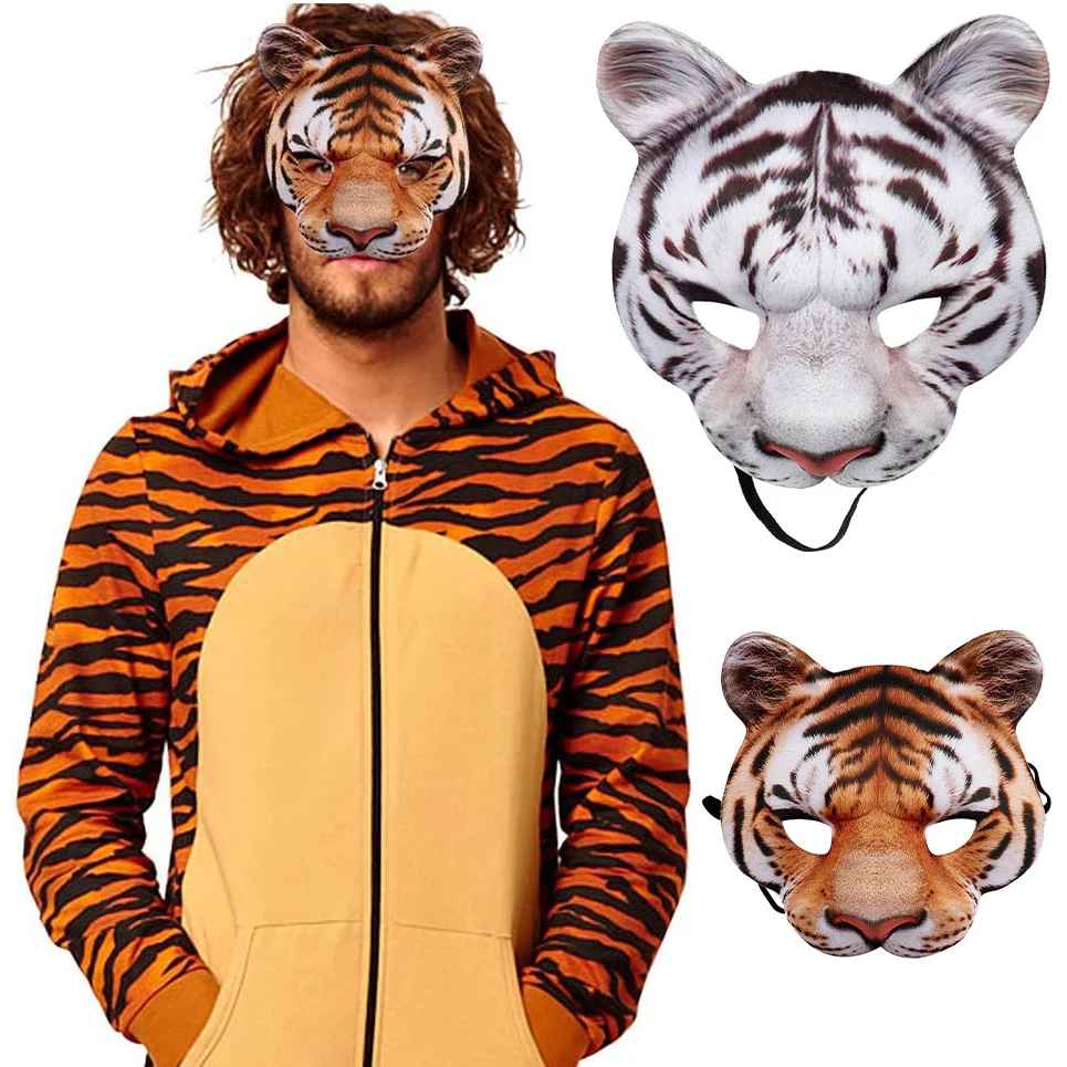 Animal Mask, Scary Mask, 3D Realistic Half Face Mask, Halloween Decorations, Birthday Party, Game Cosplay Costume Accessories
