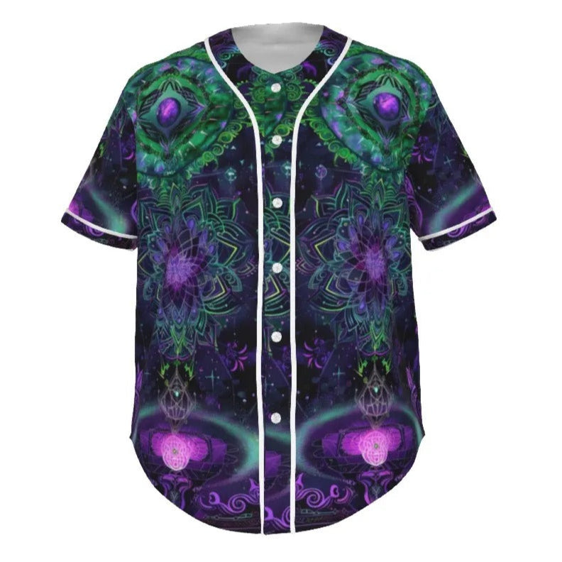 Mystic Aesthetic Baseball Shirt, Sacred Geometry Jersey, Psychedelic Festival Wear, Spiritual Streetwear, Boho Mystic Clothing, Cosmic Art Shirt