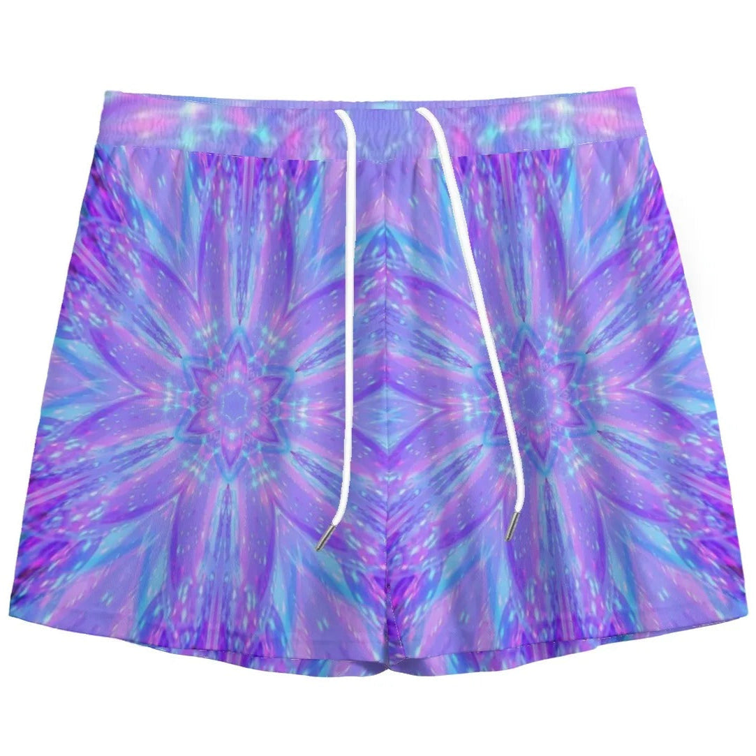 Kaleio Galaxy Men’s Shorts, Trippy Psychedelic Space Shorts, Holographic Mandala Streetwear, Festival Rave Summer Outfit