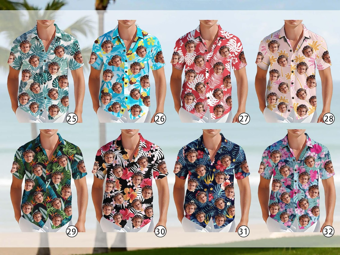 Custom Hawaiian Shirt with Photo – Personalized Face & Pet Print, Unisex Aloha Button-Up