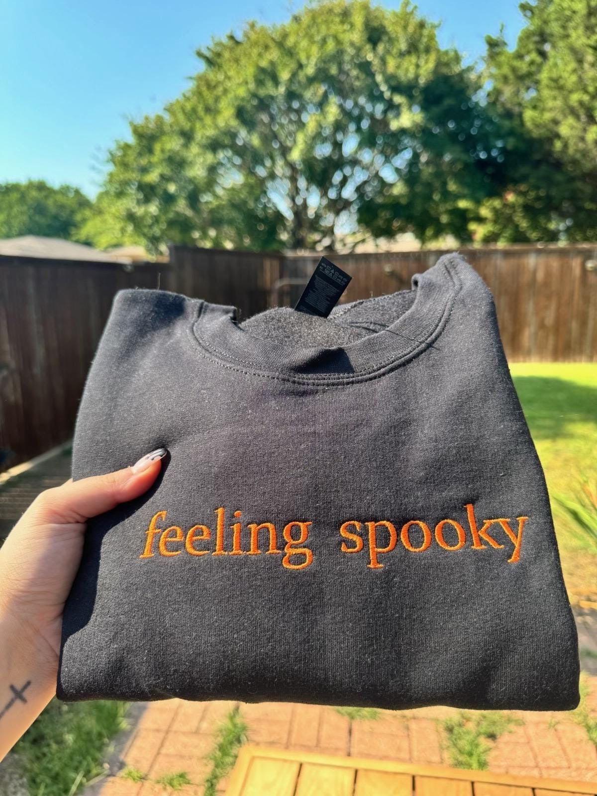 Embroidered Feeling Spooky Sweater, Embroidered Crewneck, Halloween Gifts, Spooky Season, Salem Witch, Gift for Her EBAC07