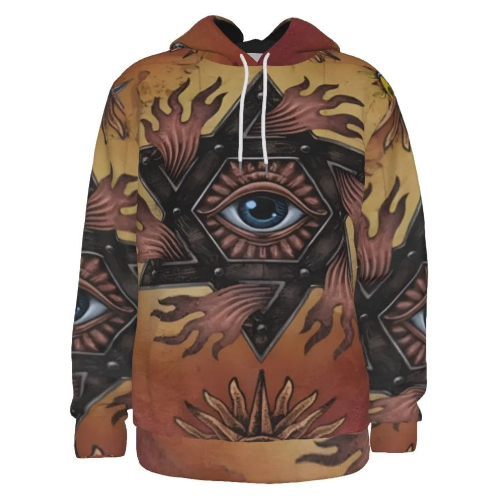 Mystic Eye Mandala Hoodie, Sacred Geometry Pullover Sweatshirt, Esoteric Visionary Art Streetwear, Spiritual Psychedelic Hoodie for Men & Women