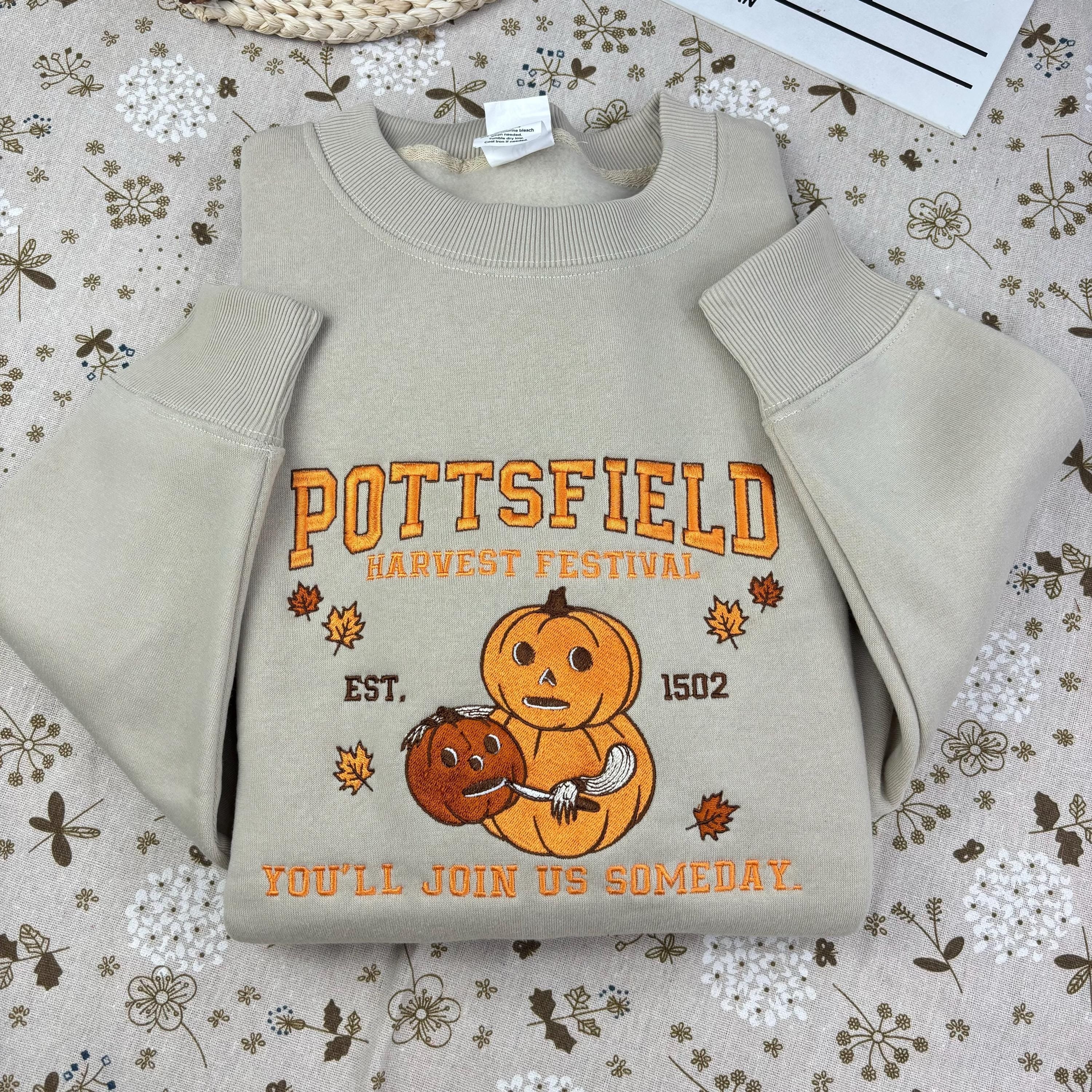 Embroidered Pottsfield Harvest Festival Pumpkin Carver Sweatshirt, Over The Garden Wall Halloween Shirt, Spooky Season Shirt, Fall Autumn EBAC08