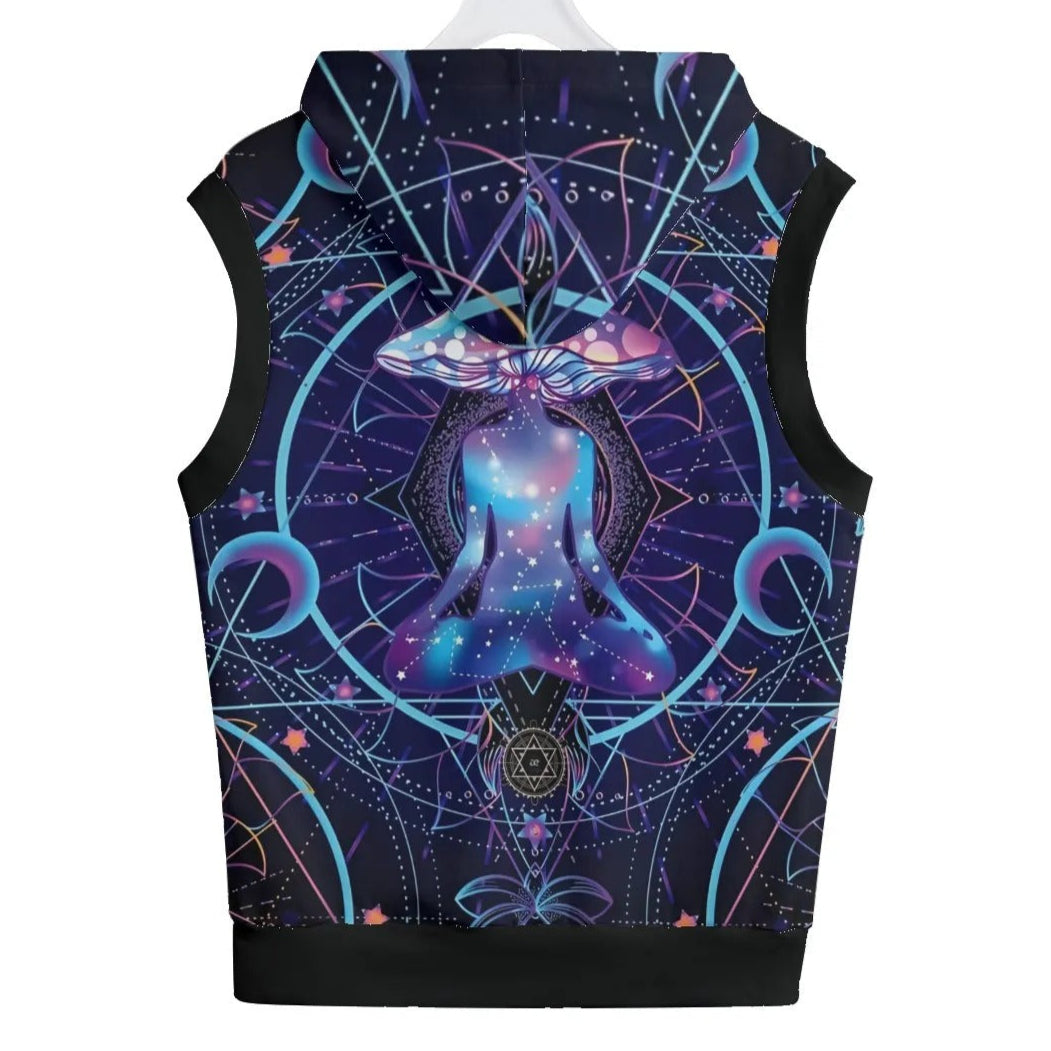 Mystic Mushroom Awakening Pullover Hoodie, Psychedelic Spiritual Sweatshirt, Cosmic Mushroom Hooded Top, Visionary Art Festival Wear, Boho Mystic Style