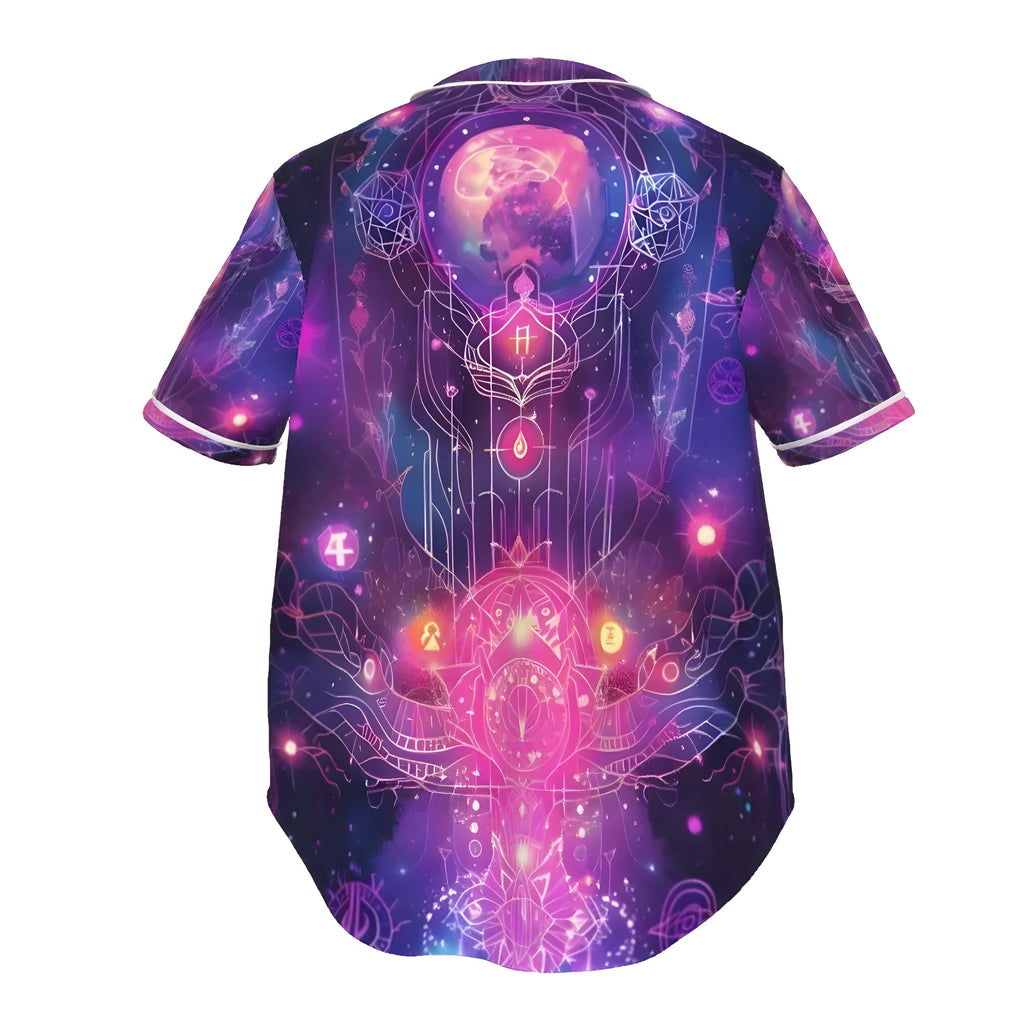 Cosmic Mysticism Baseball Shirt, Psychedelic Galaxy Graphic Tee, Spiritual Festival Wear, Fantasy Baseball Shirt