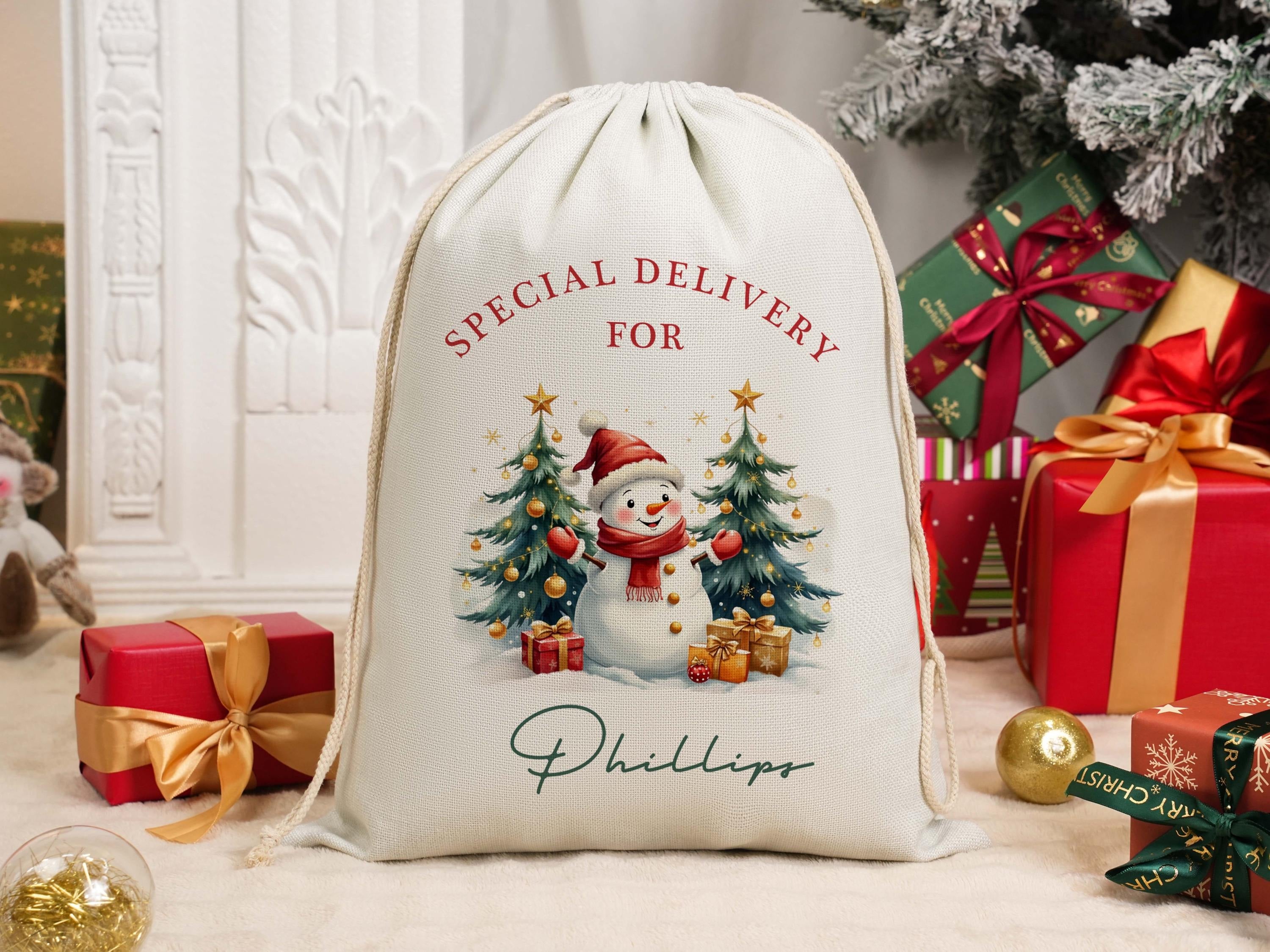 Custom Large Santa Sack, Personalized Christmas Gift Bag, Xmas Gift Bag, Christmas Eve Gift, Santa Bag, Gift for Kids,First Christmas Sack