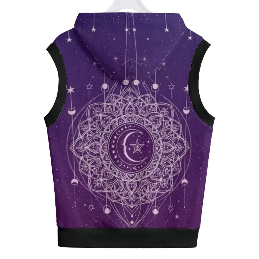 Mystic Lunar Mandala Pullover Hoodie, Moon Phase Spiritual Sweatshirt, Celestial Lotus Hooded Top, Sacred Geometry Cosmic Hoodie, Boho Mystic Style