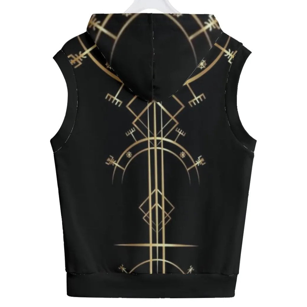 Viking Vegvisir Mysticism Pullover Hoodie, Norse Compass Viking Sweatshirt, Nordic Rune Spiritual Wear, Viking Sacred Geometry Hoodie