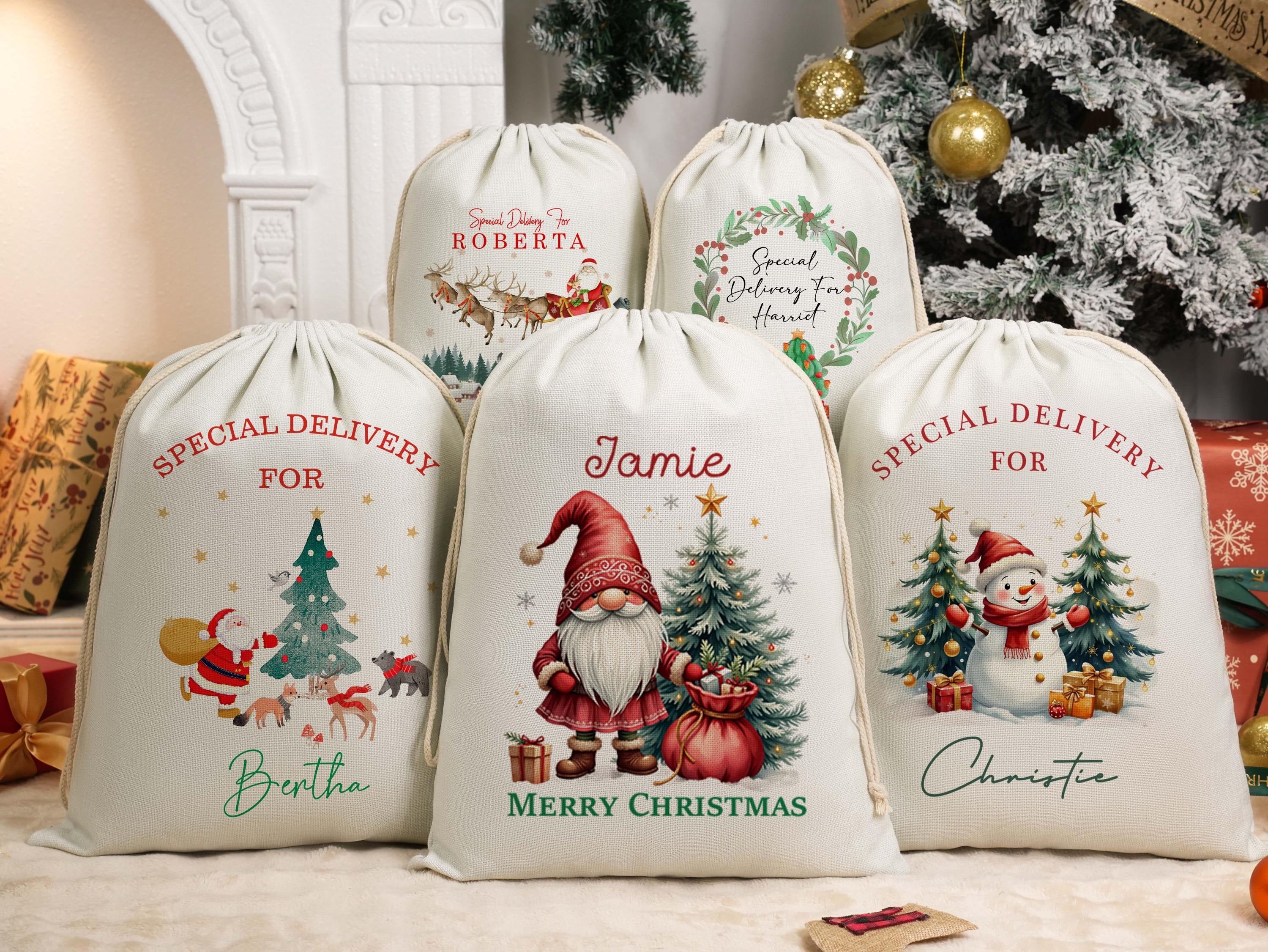 Custom Large Santa Sack, Personalized Christmas Gift Bag, Xmas Gift Bag, Christmas Eve Gift, Santa Bag, Gift for Kids,First Christmas Sack