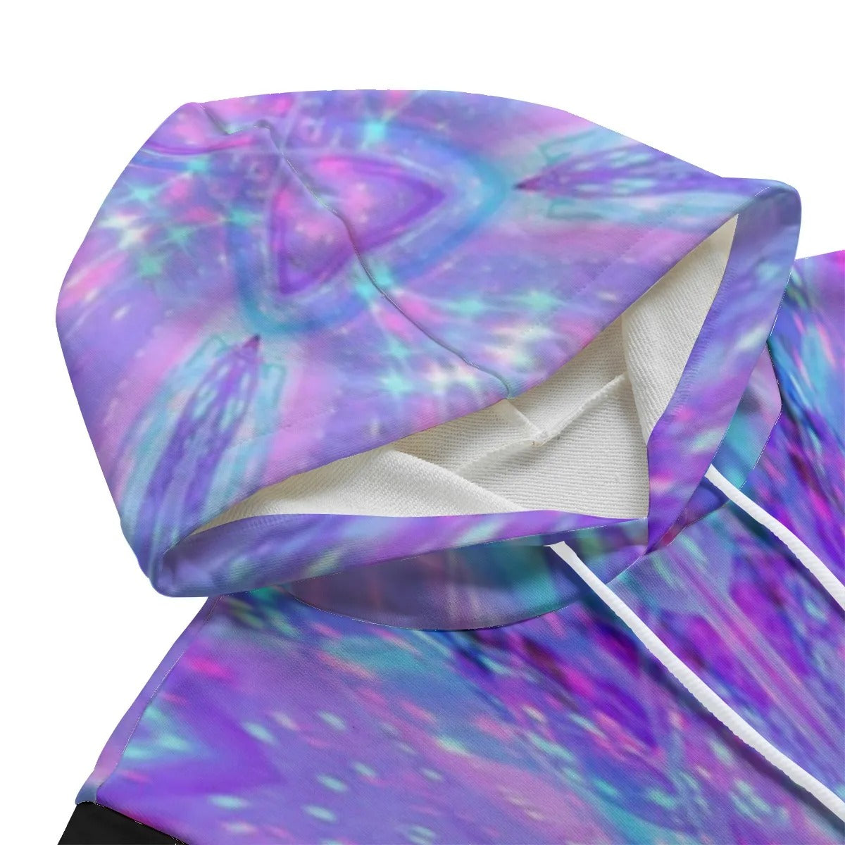 Kaleio Galaxy Pullover Hoodie, Trippy Psychedelic Sweatshirt, Holographic Mandala Space Hoodie, Cosmic Festival Streetwear