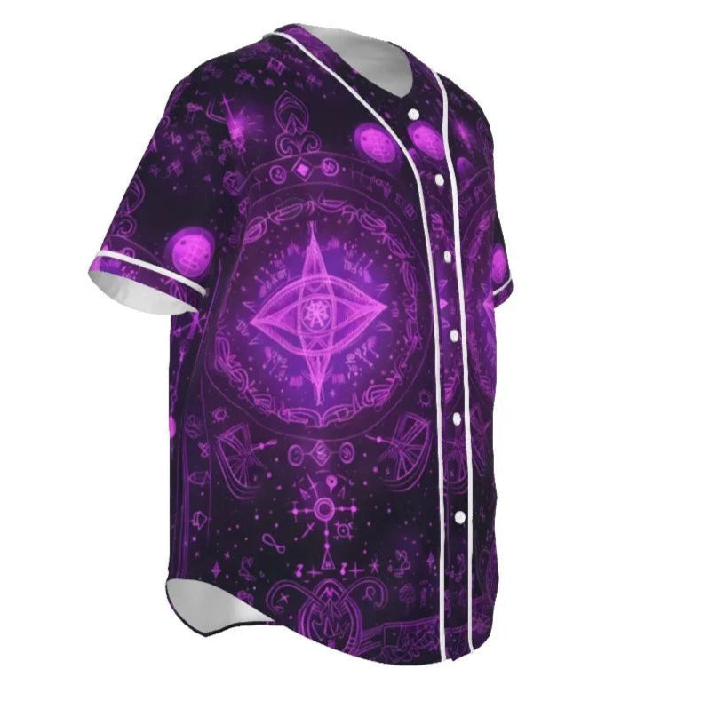 Mystical Fantasy Baseball Shirt, Cosmic Eye Graphic Tee, Spiritual Magic Baseball Wear, Psychedelic Fantasy Sportswear