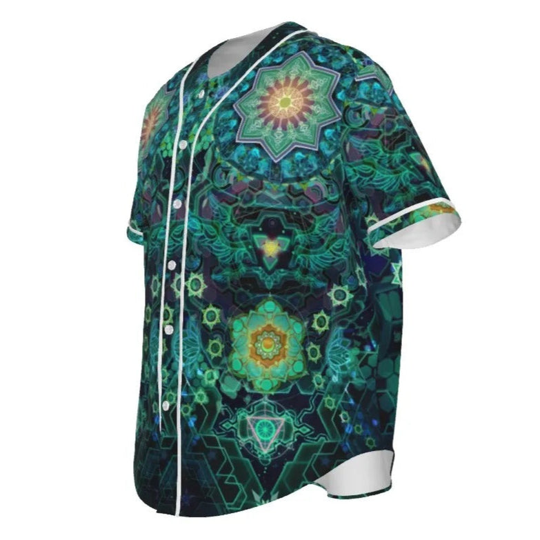 Yantric Geometry Baseball Shirt, Sacred Geometry Graphic Tee, Spiritual Festival Wear, Psychedelic Sportswear, Chakra Shirt