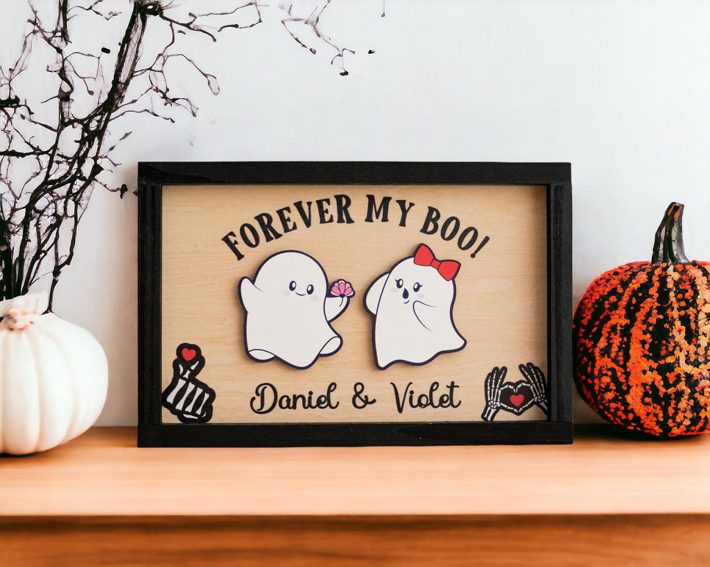 Personalized Forever My Boo sign, Halloween Decor, Cute Ghost Decor, Custom Gifts For Couple