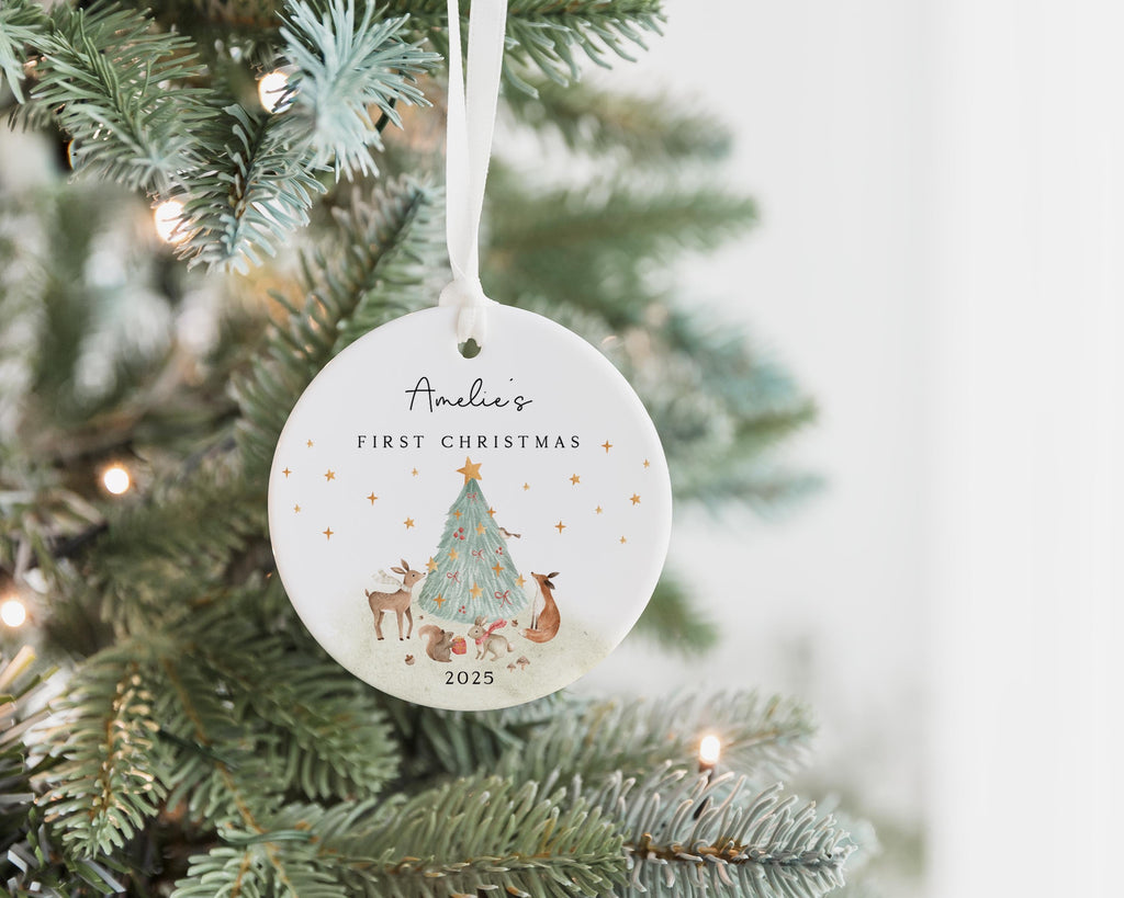Christmas Ornament, Baby's First Christmas Decoration, Personalized Baby's 1st Christmas Scene Decoration, Christmas Gifts