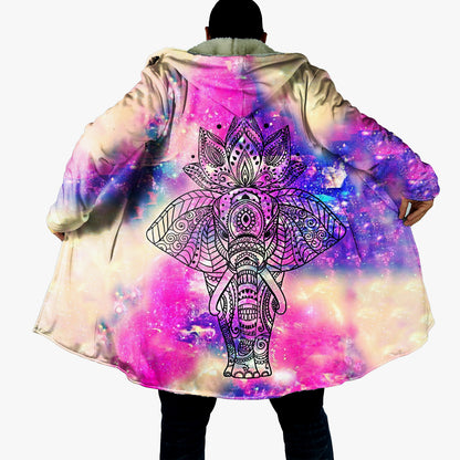 Elephant Colorful hooded cloak, Mandala Elephant Cloak