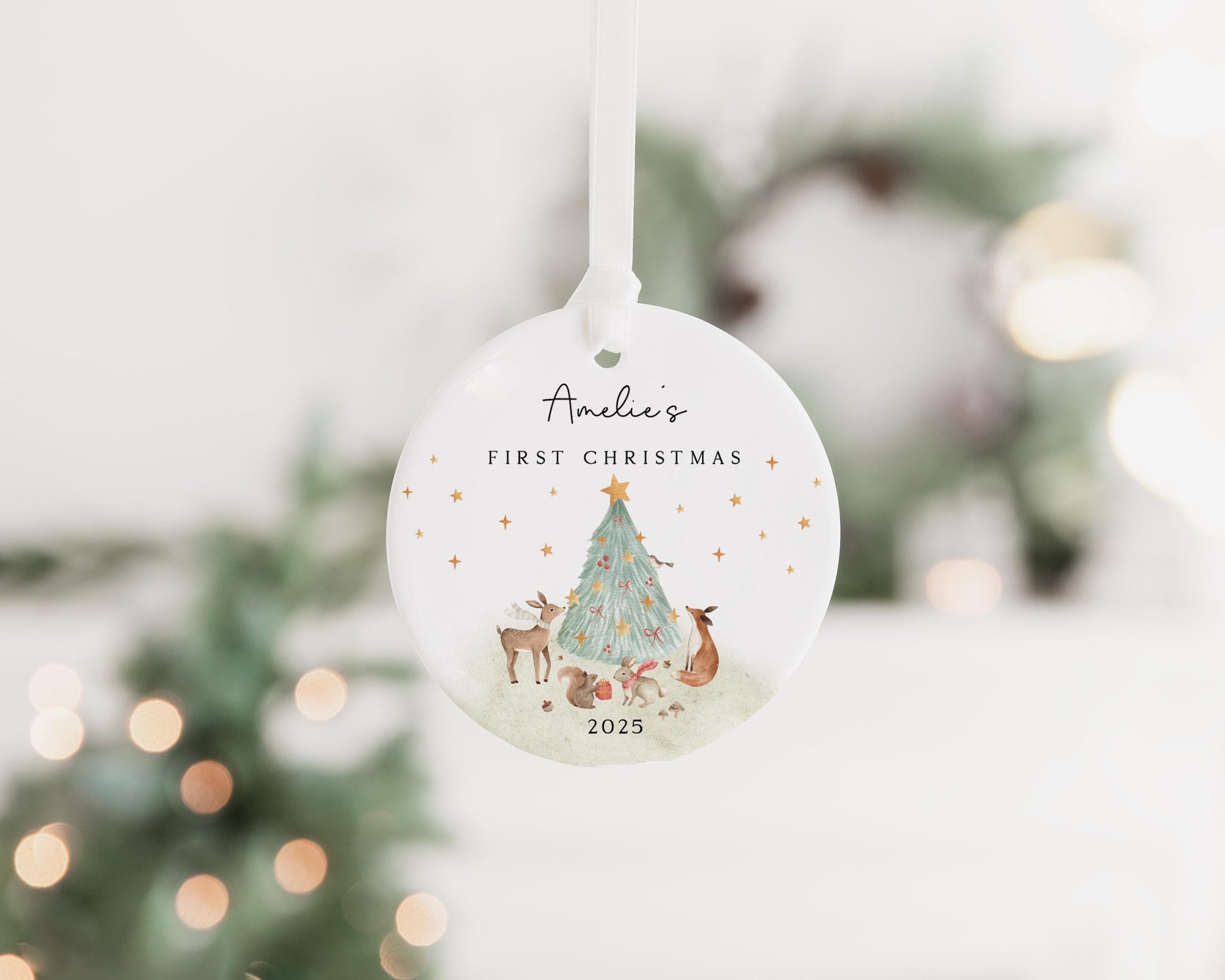 Christmas Ornament, Baby's First Christmas Decoration, Personalized Baby's 1st Christmas Scene Decoration, Christmas Gifts