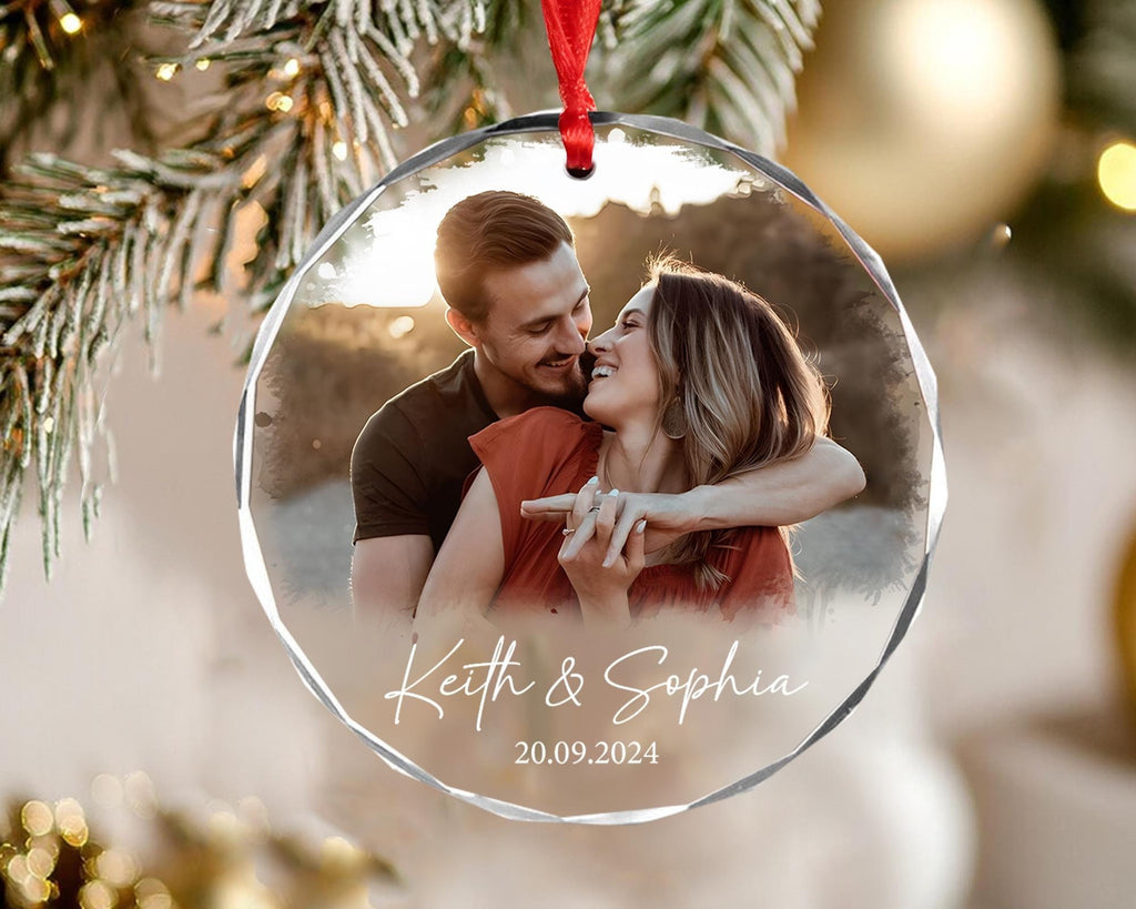 Personalized Couple Photo Ornament, Couples Gifts, Custom Photo Glass Ornament, Couple Keepsake, Custom Picture Ornament, Christmas Gifts