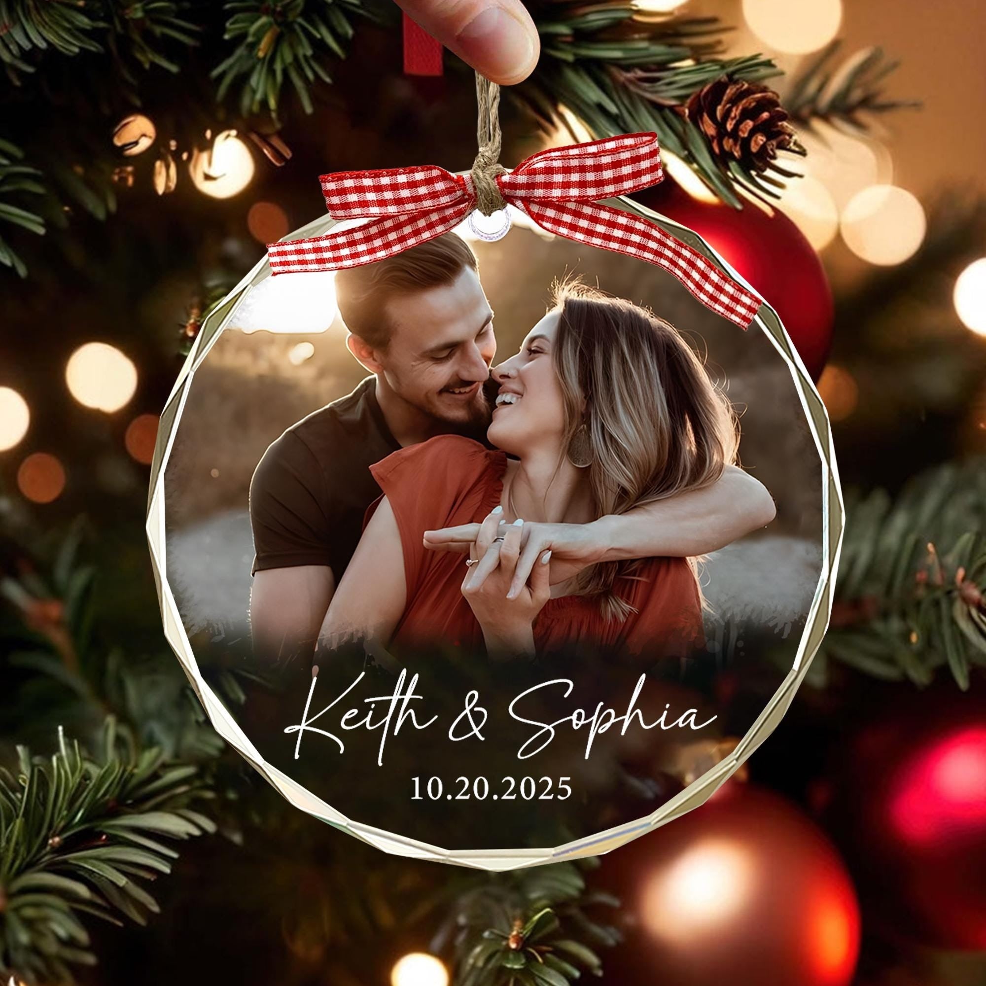 Personalized Couple Photo Ornament, Couples Gifts, Custom Photo Glass Ornament, Couple Keepsake, Custom Picture Ornament, Christmas Gifts