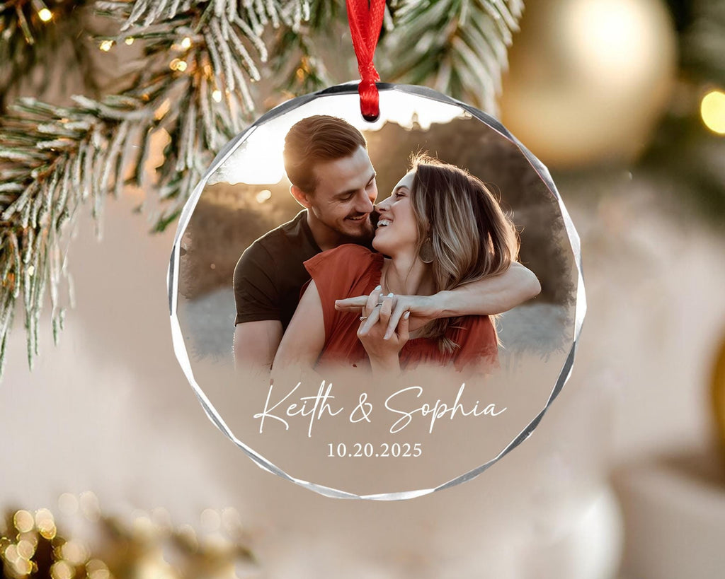 Personalized Couple Photo Ornament, Couples Gifts, Custom Photo Glass Ornament, Couple Keepsake, Custom Picture Ornament, Christmas Gifts