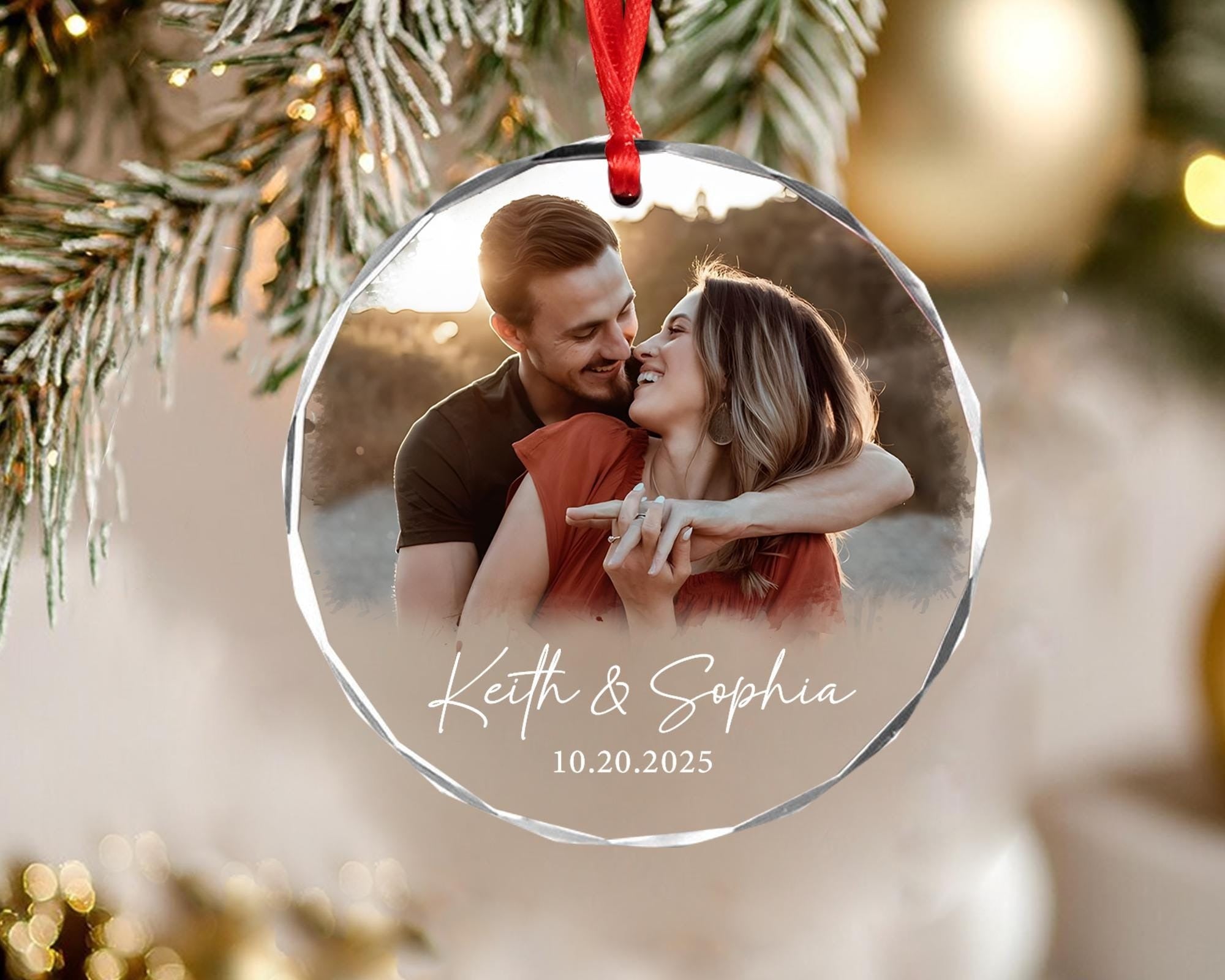 Personalized Couple Photo Ornament, Couples Gifts, Custom Photo Glass Ornament, Couple Keepsake, Custom Picture Ornament, Christmas Gifts
