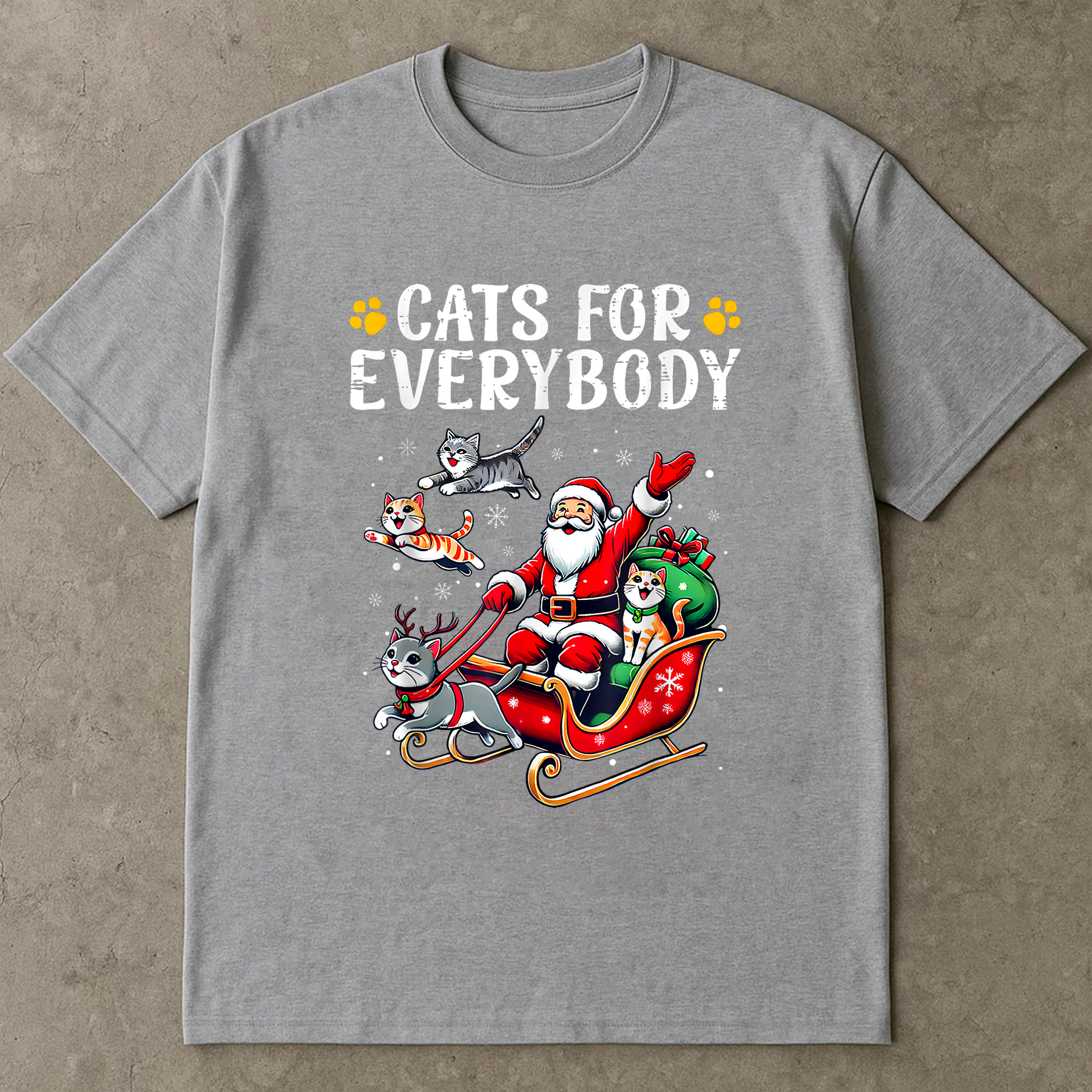 Cats For Everybody Shirt, Funny Cat Christmas Tee, Santa Sleigh Holiday Top, Cute Kitty Gift Shirt, Festive Cat Lover Xmas Outfit