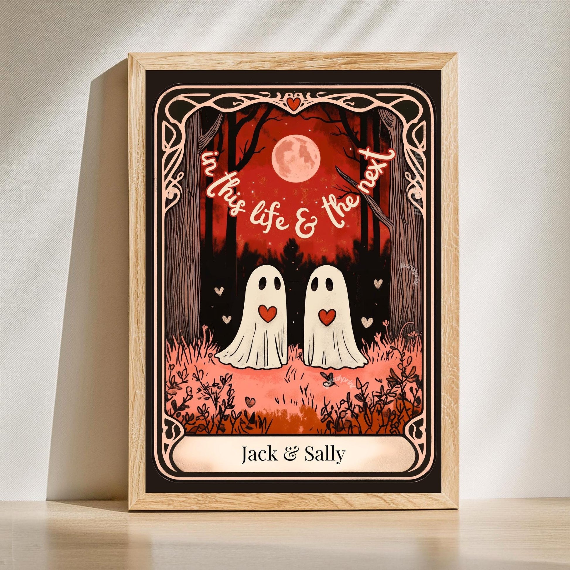 Personalized "In This Life and the Next" Ghost Print, Custom Gifts Halloween For Couple, Engagement or Anniversary Present, Whimsical Gothic