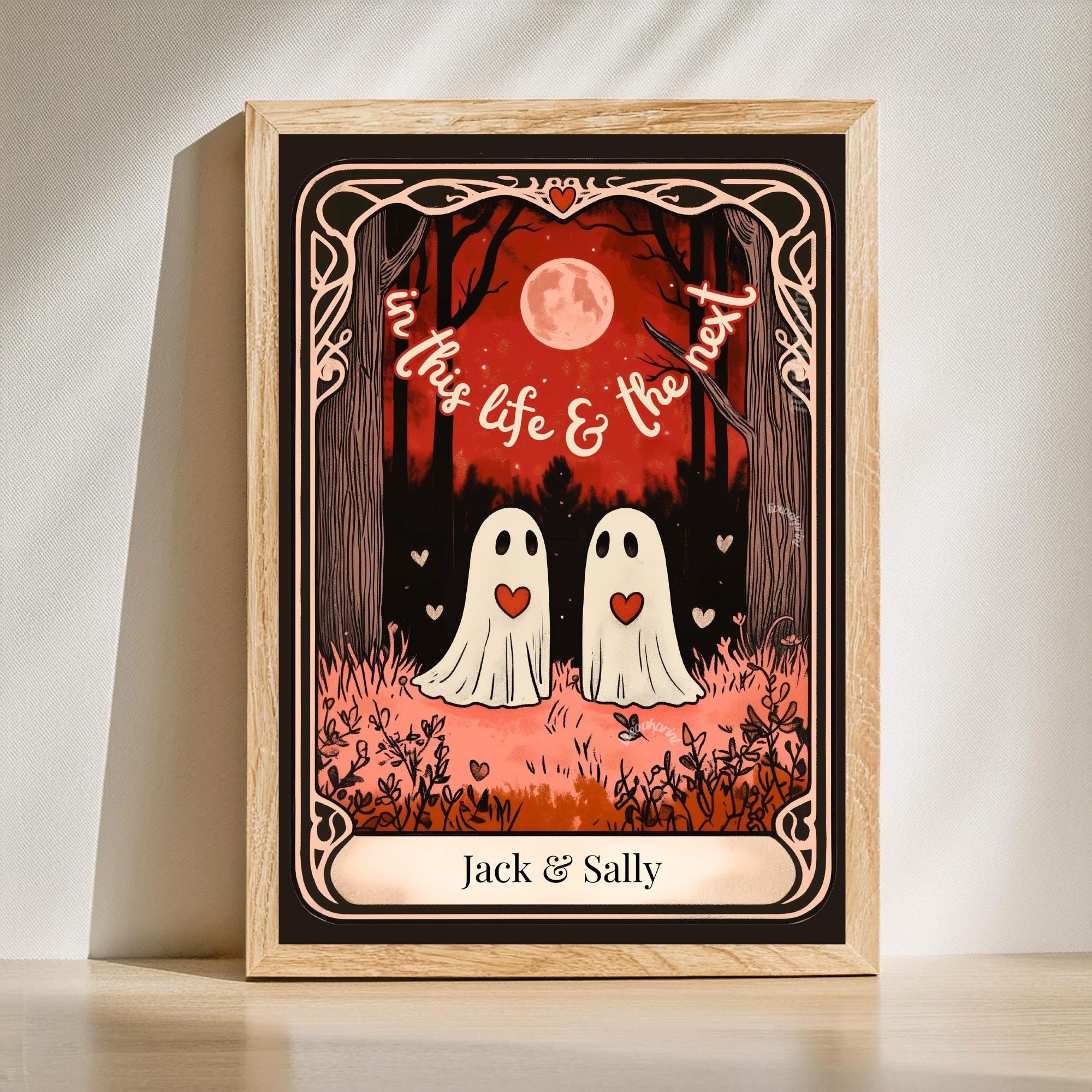 Personalized "In This Life and the Next" Ghost Print, Custom Gifts Halloween For Couple, Engagement or Anniversary Present, Whimsical Gothic