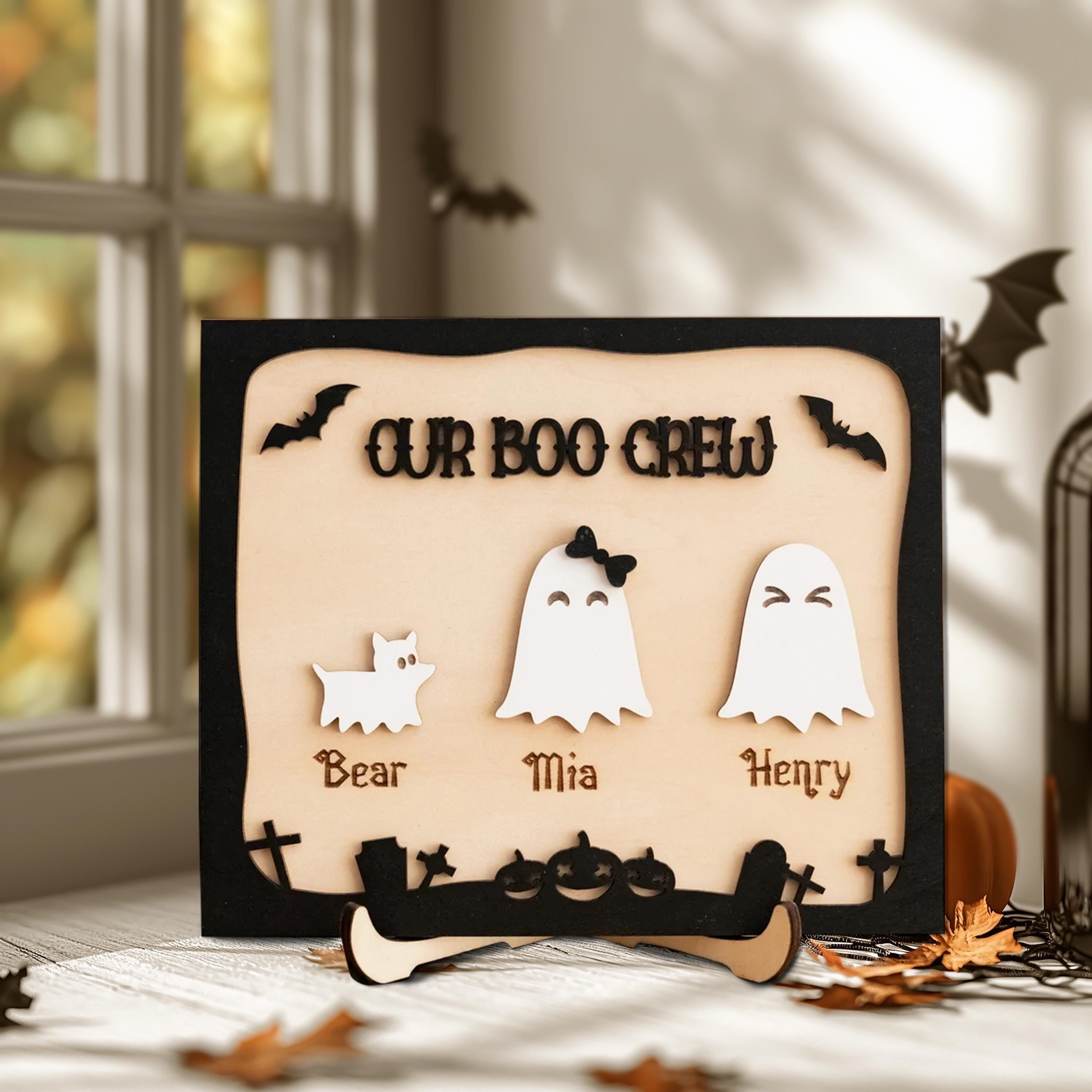 Halloween Family Frame Art, Personalized Ghosts Framed, My Boo Pumpkin Sign, Halloween Ghost Family, Custom Family Sign with Pets, Custom Gifts For Couple