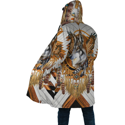 Native America Wolf 3D Over Printed Cloak