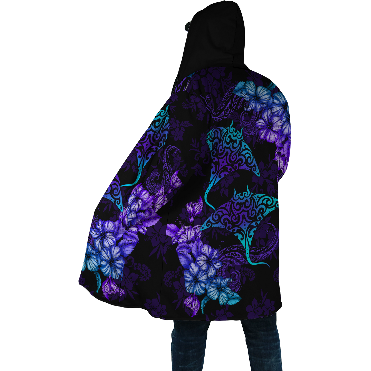 Beautiful Ray Hibiscus Hawaii Cloak, Hooded Cloak