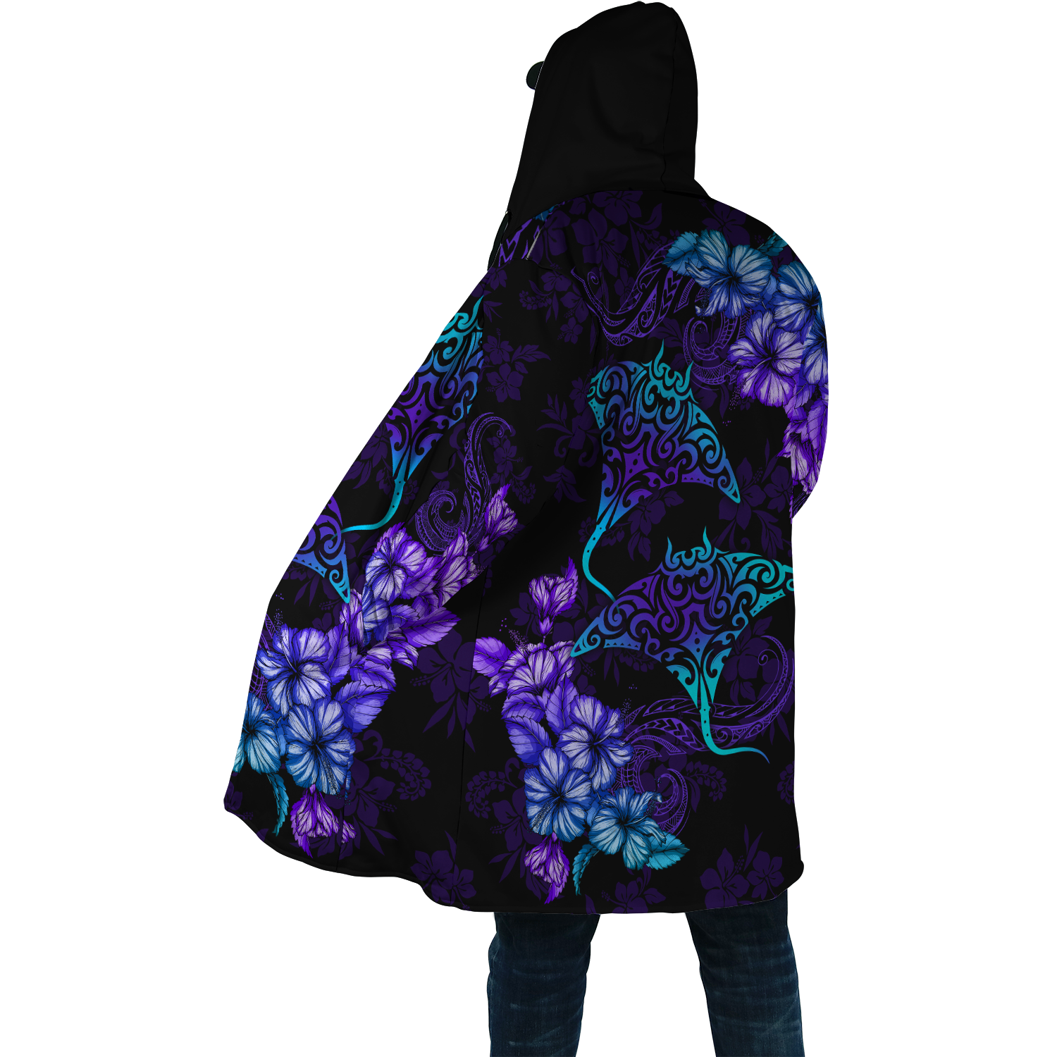 Beautiful Ray Hibiscus Hawaii Cloak, Hooded Cloak