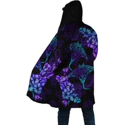 Beautiful Ray Hibiscus Hawaii Cloak, Hooded Cloak