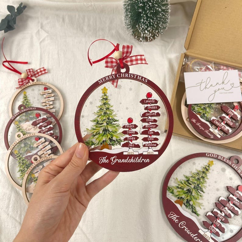 Family Name Christmas Tree Ornaments, Personalized Family Name Ornament, Christmas Tree Ornament Family Names 2025, Holiday Keepsake