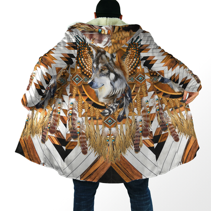 Native America Wolf 3D Over Printed Cloak