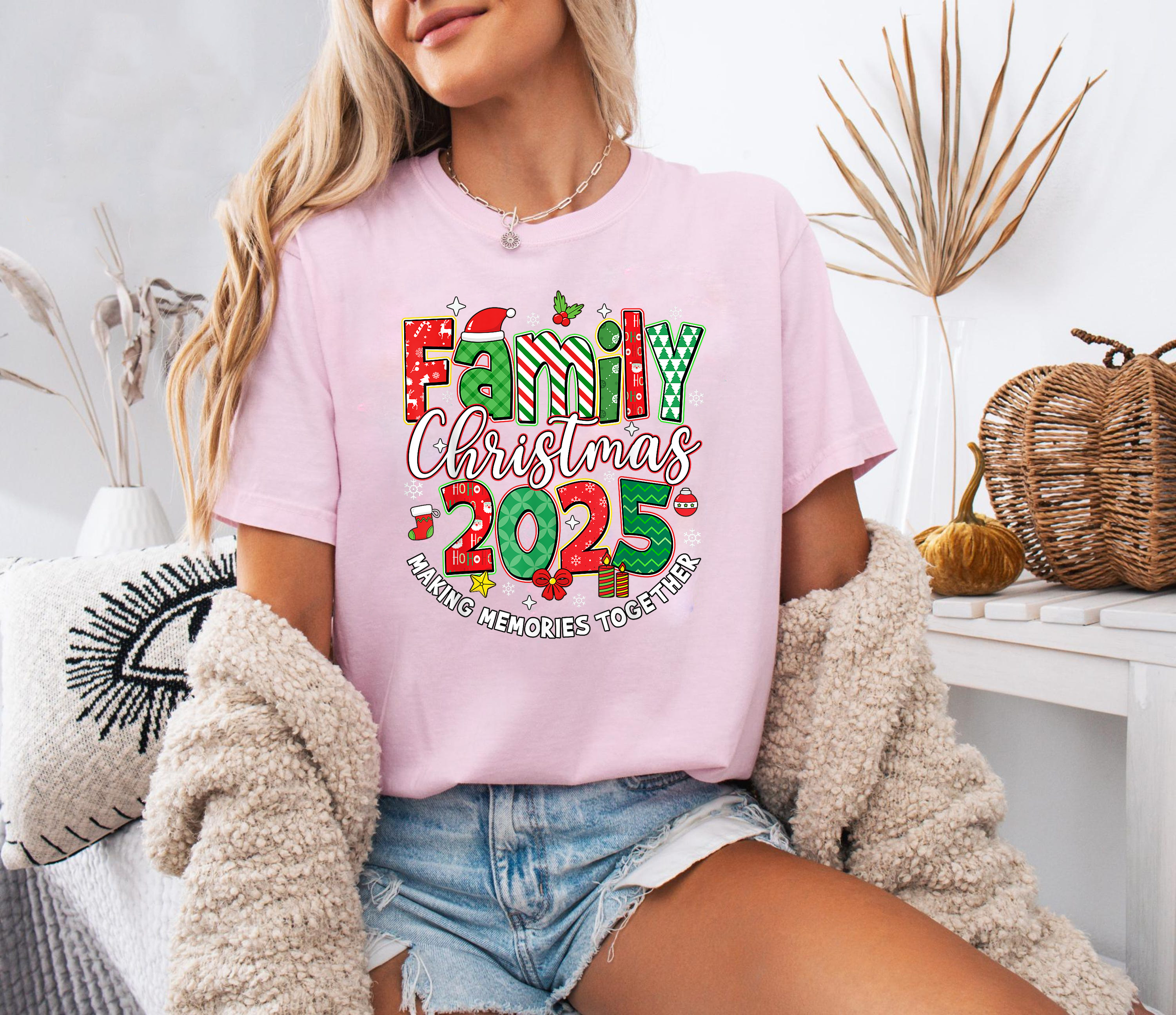 Family Christmas 2025 Shirt, Matching Holiday Tee, Candy Cane Lettering Top, Cozy Festive Outfit, Family Christmas Pajama Gift